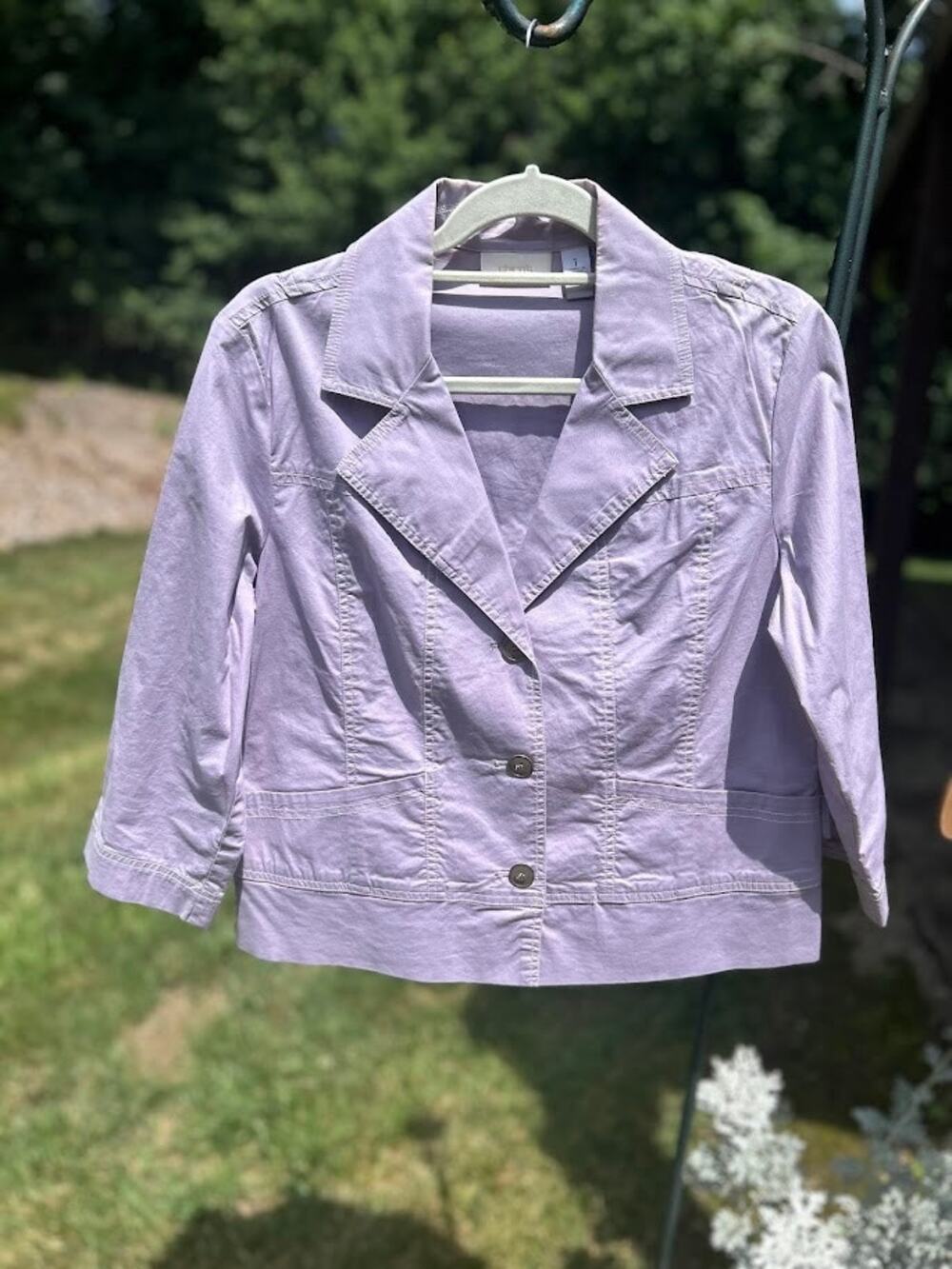 Chico’s Y2K Front Button Collar Jacket Lightweight Womens 1 Career Lavender Chic